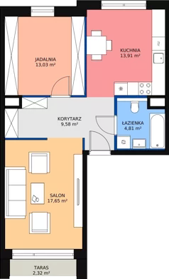 1 pokój, mieszkanie 59,09 m², piętro 4, oferta nr 7.04.D23, Ogrody Andersa II, Gliwice, Wojska Polskiego, ul. Generała Władysława Andersa