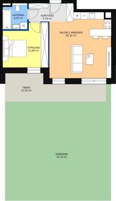 2 pokoje, mieszkanie 49,01 m², parter, oferta nr 8.00.B01, Ogrody Andersa II, Gliwice, Wojska Polskiego, ul. Generała Władysława Andersa