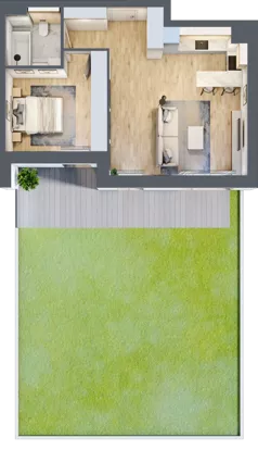 2 pokoje, mieszkanie 49,01 m², parter, oferta nr 8.00.B01, Ogrody Andersa II, Gliwice, Wojska Polskiego, ul. Generała Władysława Andersa