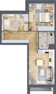 3 pokoje, mieszkanie 52,32 m², piętro 1, oferta nr 8.01.A05, Ogrody Andersa II, Gliwice, Wojska Polskiego, ul. Generała Władysława Andersa