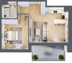 2 pokoje, mieszkanie 48,94 m², piętro 1, oferta nr 8.01.B03, Ogrody Andersa II, Gliwice, Wojska Polskiego, ul. Generała Władysława Andersa