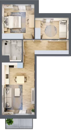 3 pokoje, mieszkanie 55,57 m², piętro 1, oferta nr 8.01.B04, Ogrody Andersa II, Gliwice, Wojska Polskiego, ul. Generała Władysława Andersa
