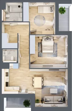 3 pokoje, mieszkanie 76,20 m², piętro 1, oferta nr 8.01.C08, Ogrody Andersa II, Gliwice, Wojska Polskiego, ul. Generała Władysława Andersa