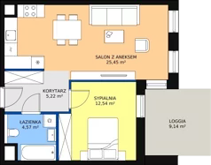 2 pokoje, mieszkanie 47,84 m², piętro 1, oferta nr 8.01.C09, Ogrody Andersa II, Gliwice, Wojska Polskiego, ul. Generała Władysława Andersa