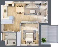 2 pokoje, mieszkanie 47,84 m², piętro 1, oferta nr 8.01.C09, Ogrody Andersa II, Gliwice, Wojska Polskiego, ul. Generała Władysława Andersa