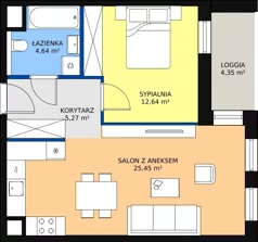 2 pokoje, mieszkanie 47,94 m², piętro 2, oferta nr 8.02.C17, Ogrody Andersa II, Gliwice, Wojska Polskiego, ul. Generała Władysława Andersa