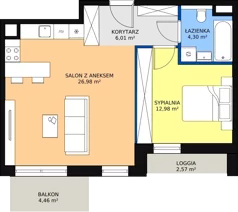 2 pokoje, mieszkanie 50,23 m², piętro 2, oferta nr 8.02.A10, Ogrody Andersa II, Gliwice, Wojska Polskiego, ul. Generała Władysława Andersa