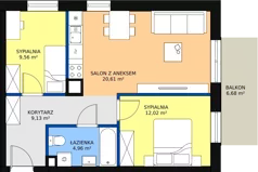 3 pokoje, mieszkanie 55,70 m², piętro 3, oferta nr A3-20, ATAL Apollina, Kowale, ul. Apollina
