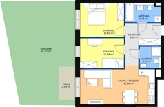 3 pokoje, mieszkanie 62,82 m², parter, oferta nr 2.A.0.3, ATAL Apollina II, Kowale, ul. Apollina
