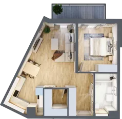 2 pokoje, mieszkanie 53,67 m², piętro 1, oferta nr 2.A.1.9, ATAL Apollina II, Kowale, ul. Apollina
