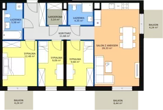 4 pokoje, mieszkanie 85,64 m², piętro 1, oferta nr 2.B.1.16, ATAL Apollina II, Kowale, ul. Apollina
