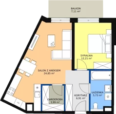 2 pokoje, mieszkanie 53,74 m², piętro 2, oferta nr 2.A.2.14, ATAL Apollina II, Kowale, ul. Apollina