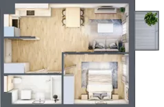 2 pokoje, mieszkanie 42,91 m², piętro 3, oferta nr 2.B.3.31, ATAL Apollina II, Kowale, ul. Apollina