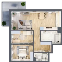 3 pokoje, mieszkanie 73,49 m², piętro 4, oferta nr 2.B.4.48, ATAL Apollina II, Kowale, ul. Apollina