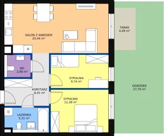 3 pokoje, mieszkanie 64,27 m², parter, oferta nr 3.0.6, ATAL Apollina II, Kowale, ul. Apollina
