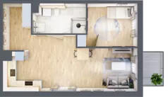 2 pokoje, mieszkanie 53,23 m², piętro 1, oferta nr 3.1.22, ATAL Apollina II, Kowale, ul. Apollina