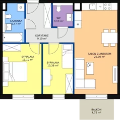 3 pokoje, mieszkanie 67,28 m², piętro 2, oferta nr 3.2.32, ATAL Apollina II, Kowale, ul. Apollina