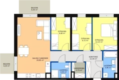 4 pokoje, mieszkanie 86,58 m², piętro 2, oferta nr 3.2.36, ATAL Apollina II, Kowale, ul. Apollina