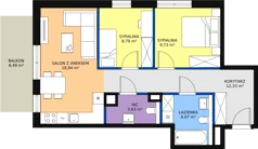 3 pokoje, mieszkanie 59,59 m², piętro 4, oferta nr 3.4.54, ATAL Apollina II, Kowale, ul. Apollina