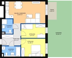3 pokoje, mieszkanie 64,08 m², parter, oferta nr 4.0.3, ATAL Apollina II, Kowale, ul. Apollina