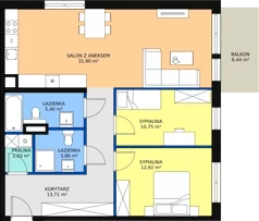 3 pokoje, mieszkanie 80,74 m², piętro 1, oferta nr 4.1.10, ATAL Apollina II, Kowale, ul. Apollina