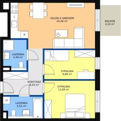 3 pokoje, mieszkanie 65,72 m², piętro 1, oferta nr 4.1.11, ATAL Apollina II, Kowale, ul. Apollina
