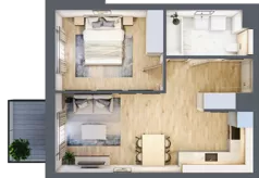 2 pokoje, mieszkanie 43,86 m², piętro 1, oferta nr 4.1.17, ATAL Apollina II, Kowale, ul. Apollina