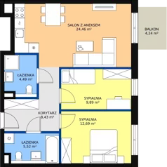 3 pokoje, mieszkanie 65,67 m², piętro 3, oferta nr 4.3.29, ATAL Apollina II, Kowale, ul. Apollina