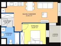 2 pokoje, mieszkanie 42,01 m², piętro 1, oferta nr 1-1-11, ATAL Aura II, Łódź, Bałuty, ul. Telefoniczna 15/17