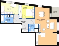 3 pokoje, mieszkanie 76,87 m², piętro 1, oferta nr 1-1-20, ATAL Aura II, Łódź, Bałuty, ul. Telefoniczna 15/17