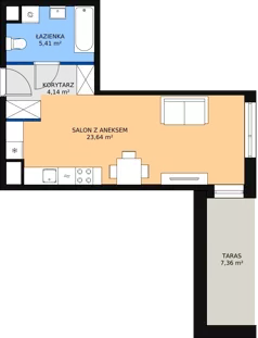 1 pokój, mieszkanie 33,22 m², piętro 2, oferta nr 1-2-32, ATAL Aura II, Łódź, Bałuty, ul. Telefoniczna 15/17