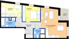 3 pokoje, mieszkanie 63,38 m², piętro 3, oferta nr 1-3-42, ATAL Aura II, Łódź, Bałuty, ul. Telefoniczna 15/17