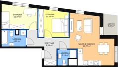 3 pokoje, mieszkanie 63,38 m², piętro 4, oferta nr 1-4-53, ATAL Aura II, Łódź, Bałuty, ul. Telefoniczna 15/17