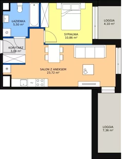 2 pokoje, mieszkanie 42,98 m², piętro 5, oferta nr 1-5-65, ATAL Aura II, Łódź, Bałuty, ul. Telefoniczna 15/17