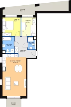 3 pokoje, mieszkanie 68,99 m², piętro 1, oferta nr 2-1-12, ATAL Aura II, Łódź, Bałuty, ul. Telefoniczna 15/17