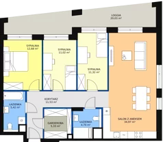 4 pokoje, mieszkanie 96,81 m², piętro 1, oferta nr 2-1-17, ATAL Aura II, Łódź, Bałuty, ul. Telefoniczna 15/17