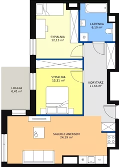 3 pokoje, mieszkanie 67,20 m², piętro 1, oferta nr 2-1-24, ATAL Aura II, Łódź, Bałuty, ul. Telefoniczna 15/17