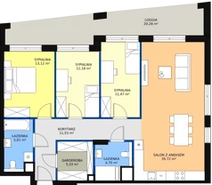 4 pokoje, mieszkanie 98,43 m², piętro 2, oferta nr 2-2-30, ATAL Aura II, Łódź, Bałuty, ul. Telefoniczna 15/17