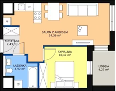 2 pokoje, mieszkanie 42,11 m², piętro 4, oferta nr 2-4-58, ATAL Aura II, Łódź, Bałuty, ul. Telefoniczna 15/17