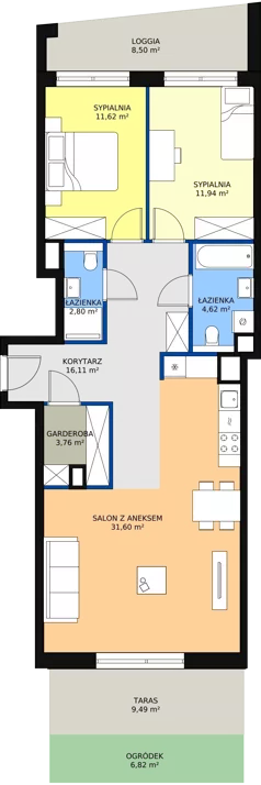 3 pokoje, mieszkanie 82,42 m², parter, oferta nr 3-0-02, ATAL Aura II, Łódź, Bałuty, ul. Telefoniczna 15/17