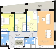 4 pokoje, mieszkanie 98,62 m², piętro 5, oferta nr 3-5-59, ATAL Aura II, Łódź, Bałuty, ul. Telefoniczna 15/17