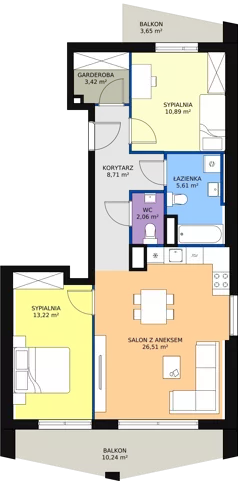 3 pokoje, mieszkanie 70,42 m², piętro 3, oferta nr B1_4, ATAL Zawiślańska Wille Miejskie, Gdańsk, Stogi, ul. Zawiślańska