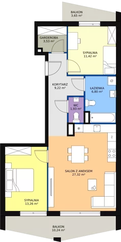 3 pokoje, apartament 73,48 m², piętro 1, oferta nr B2_2, ATAL Zawiślańska Wille Miejskie, Gdańsk, Stogi, ul. Zawiślańska