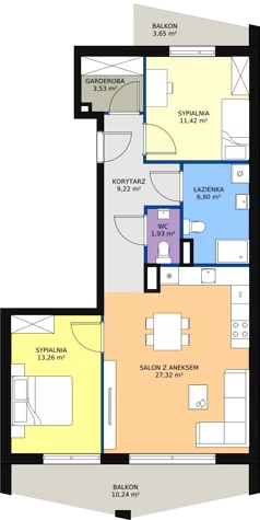 3 pokoje, mieszkanie 73,48 m², piętro 2, oferta nr B2_3, ATAL Zawiślańska Wille Miejskie, Gdańsk, Stogi, ul. Zawiślańska
