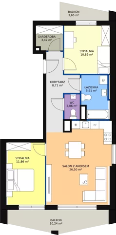 3 pokoje, apartament 69,05 m², piętro 3, oferta nr B2_4, ATAL Zawiślańska Wille Miejskie, Gdańsk, Stogi, ul. Zawiślańska