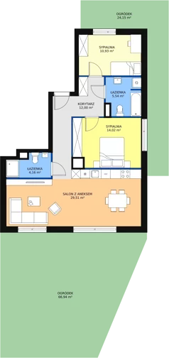 3 pokoje, apartament 76,16 m², parter, oferta nr B7_1, ATAL Zawiślańska Wille Miejskie, Gdańsk, Stogi, ul. Zawiślańska