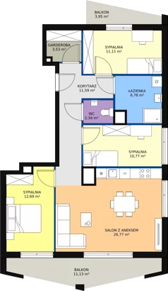 4 pokoje, mieszkanie 85,58 m², piętro 2, oferta nr B7_3, ATAL Zawiślańska Wille Miejskie, Gdańsk, Stogi, ul. Zawiślańska