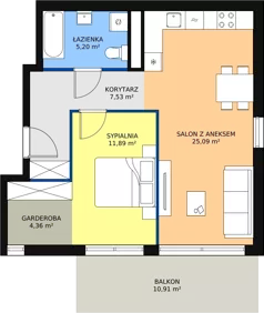 2 pokoje, mieszkanie 54,07 m², piętro 1, oferta nr C2_2, ATAL Zawiślańska Wille Miejskie, Gdańsk, Stogi, ul. Zawiślańska