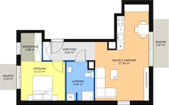 2 pokoje, mieszkanie 55,47 m², piętro 2, oferta nr D3_3, ATAL Zawiślańska Wille Miejskie, Gdańsk, Stogi, ul. Zawiślańska