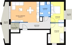 3 pokoje, mieszkanie 71,93 m², piętro 2, oferta nr D4_3, ATAL Zawiślańska Wille Miejskie, Gdańsk, Stogi, ul. Zawiślańska